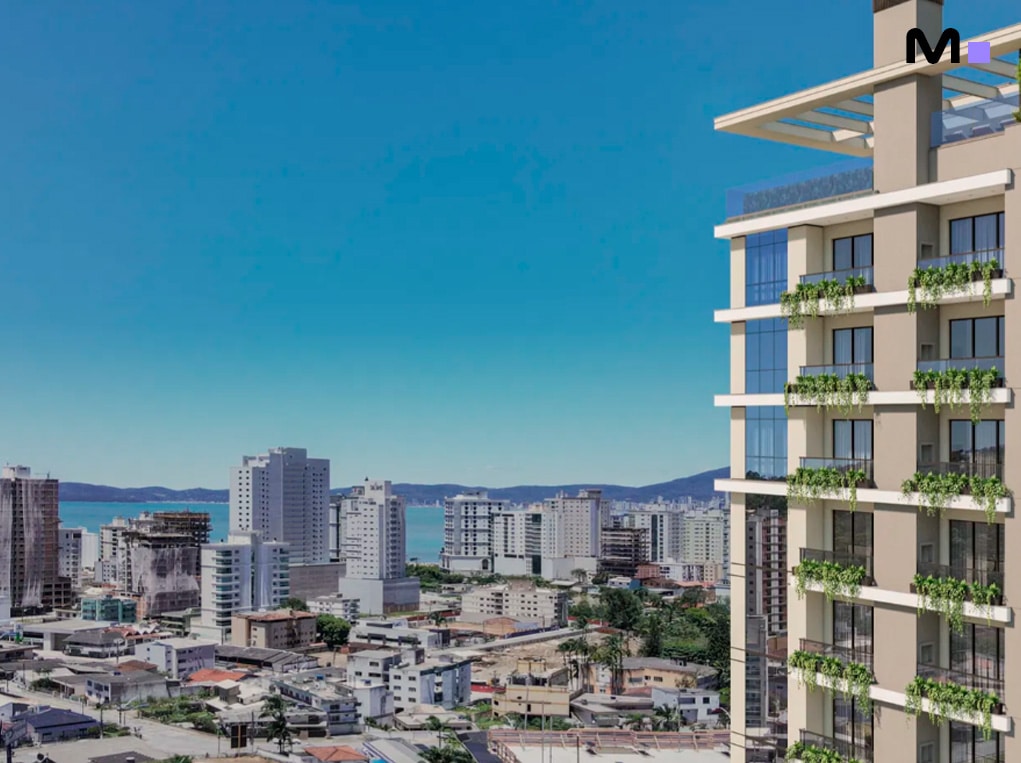 Vale Jardon Residence com vista da cidade e céu azul. Arquitetura moderna.