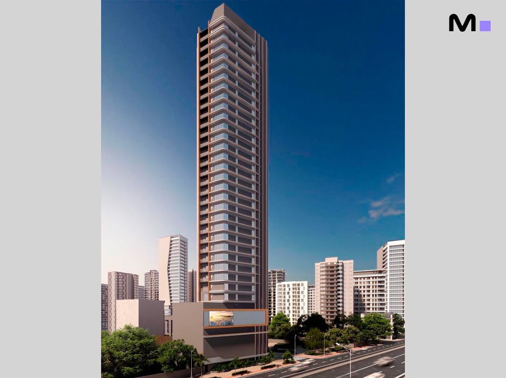 Edifício Piatto Residenziale alto e moderno em paisagem urbana. Arquitetura contemporânea.