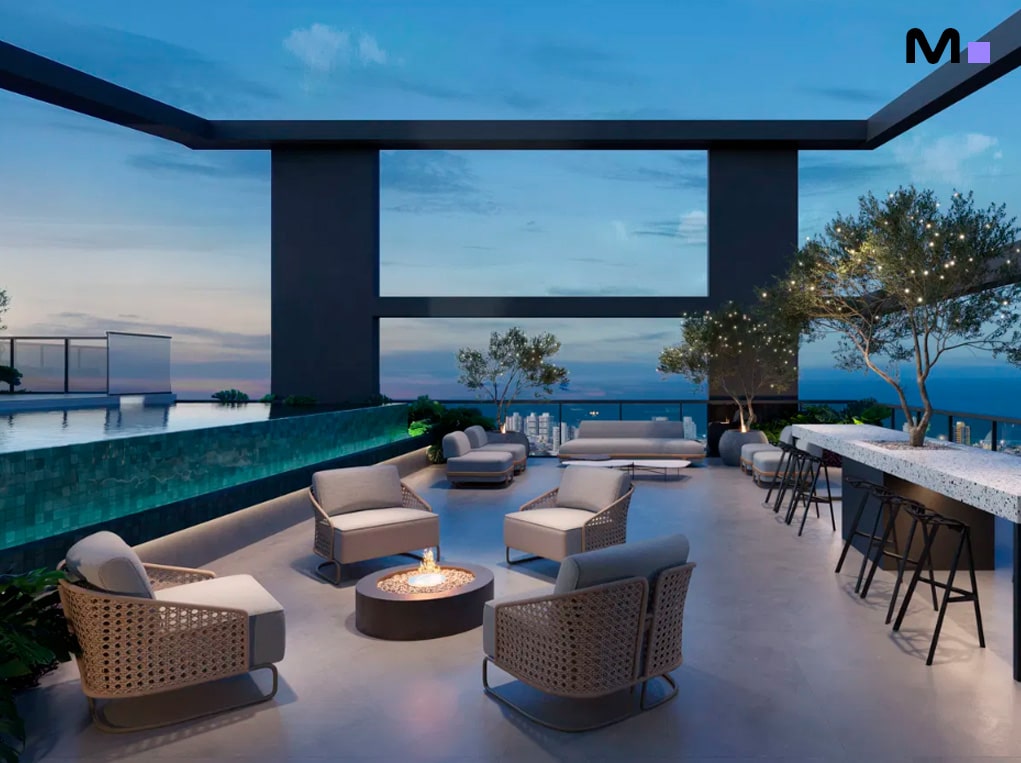 Terraço luxuoso com piscina e área de estar, Down Town by Housi.