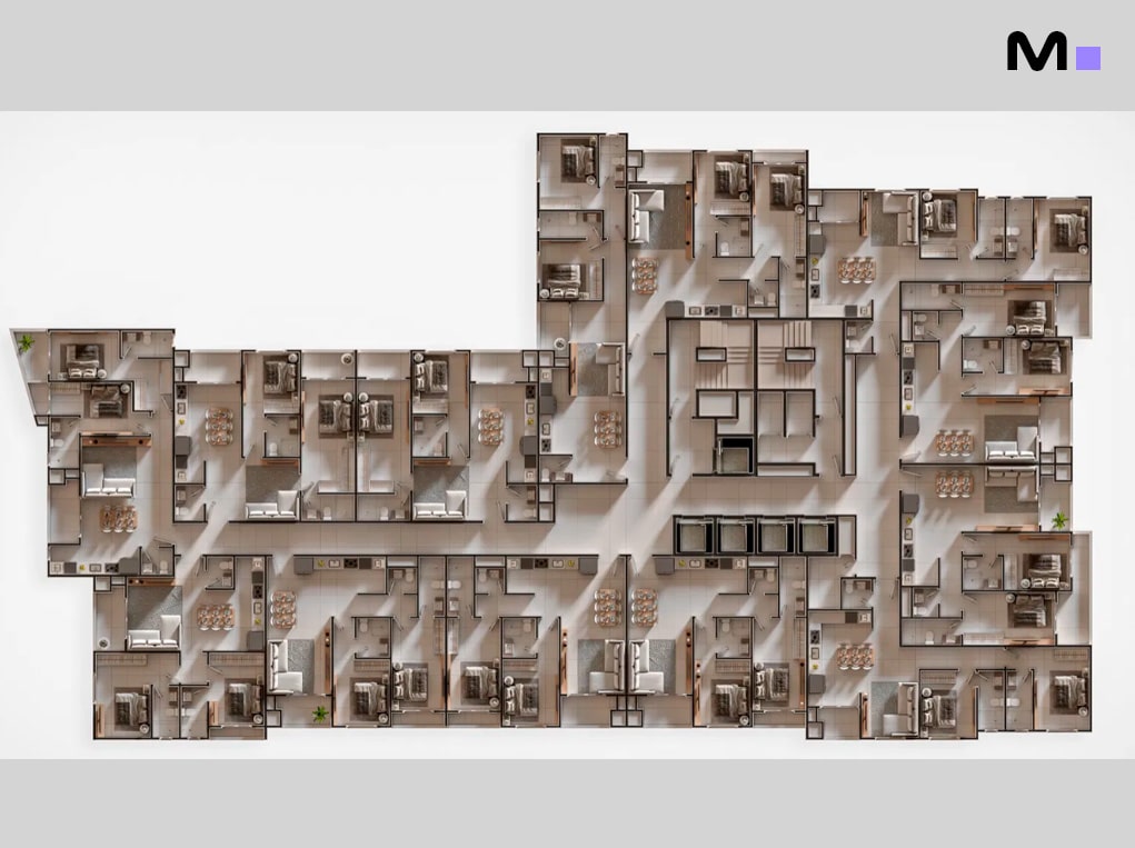 Planta baixa do Elohim Residencial Club, mostrando o layout dos apartamentos e áreas comuns.