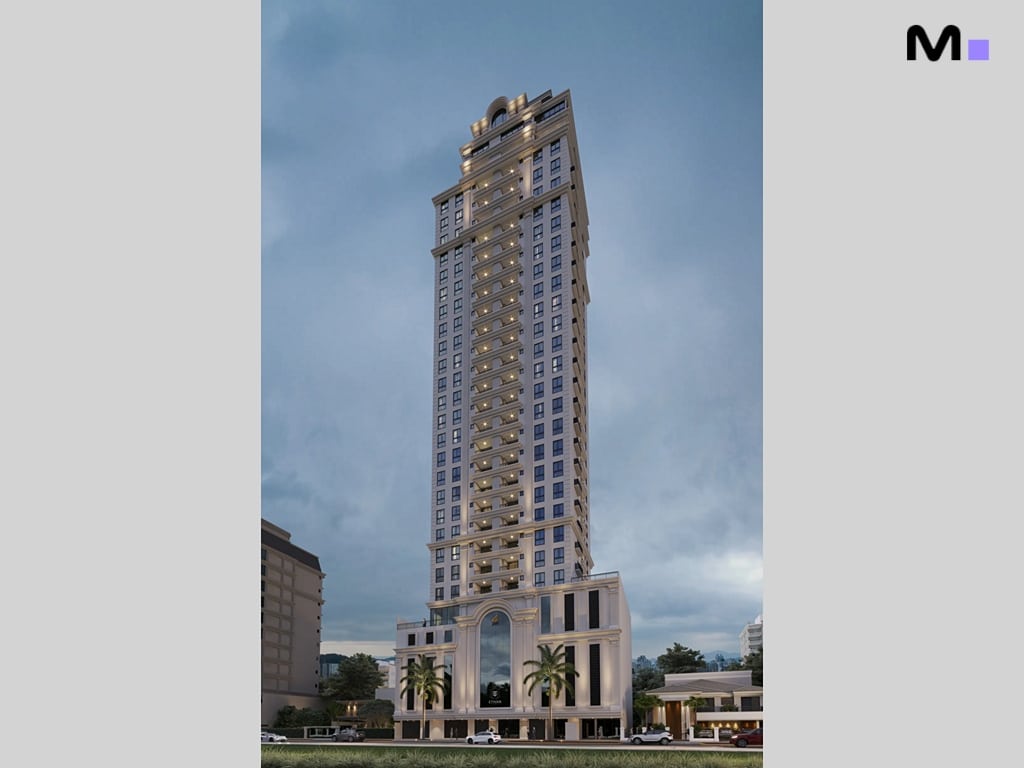 Edifício alto e moderno do ABC Business Park com design elegante.