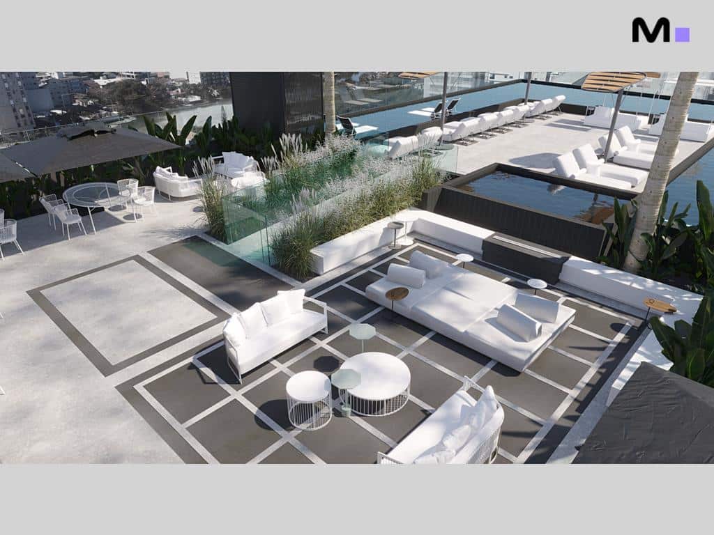 Residências modernas com piscina e área de lazer elegante. Metropolitan Modern Residences.