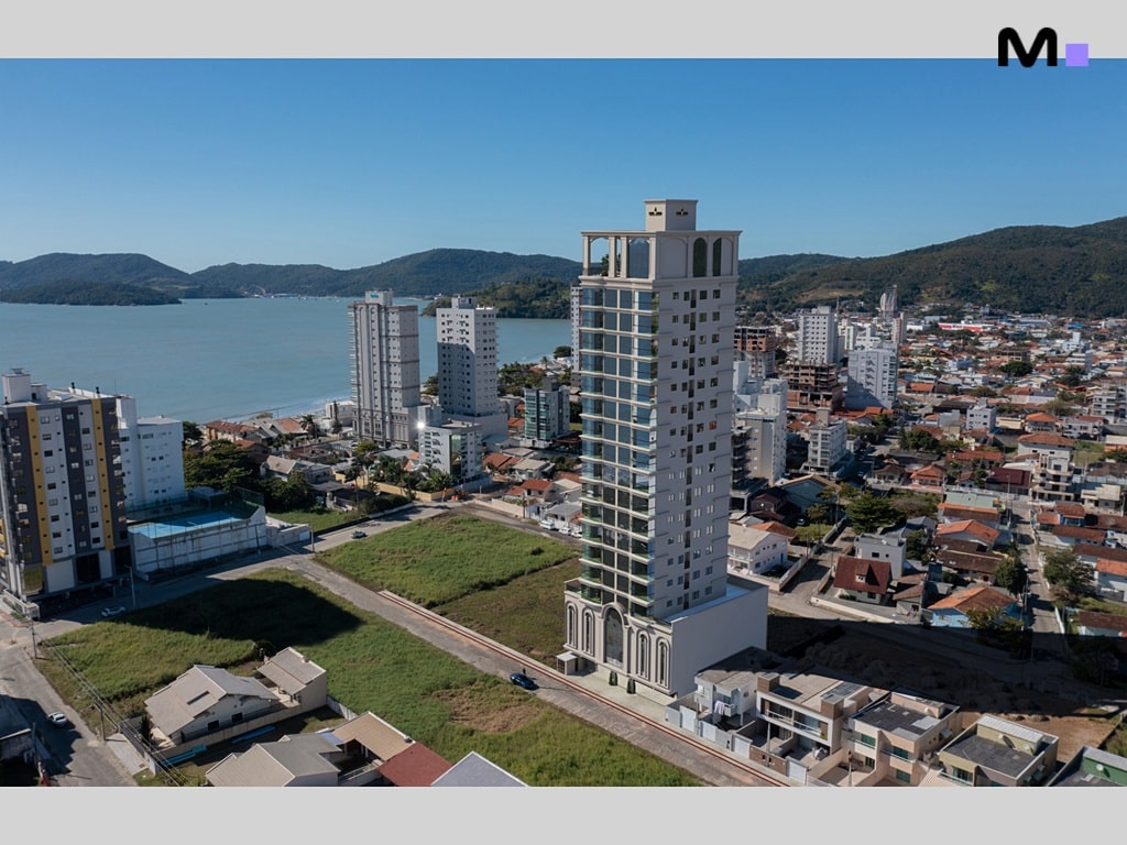 Residência Mont Blanc imponente em Itapema, com vista para o mar. Arquitetura moderna e luxuosa.