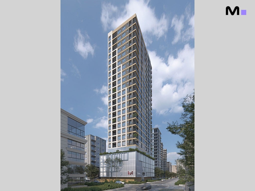 Residência Vega Apartments: Prédio alto e moderno com design elegante.