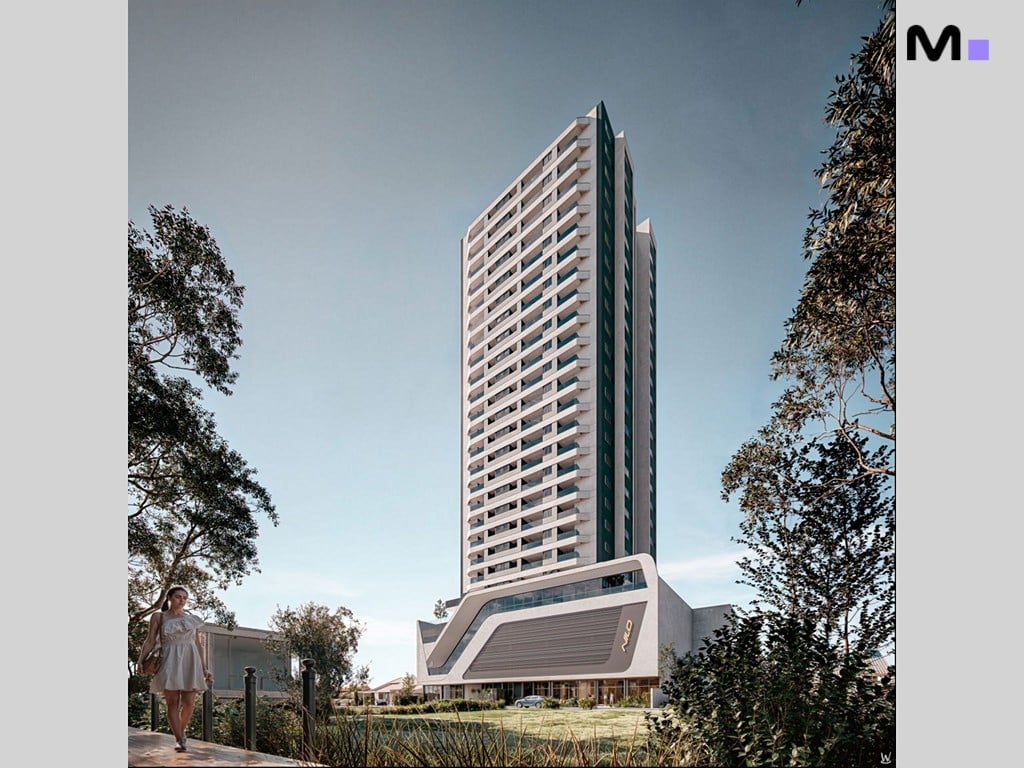 Residência Nilo: Edifício moderno com design elegante e paisagismo exuberante.