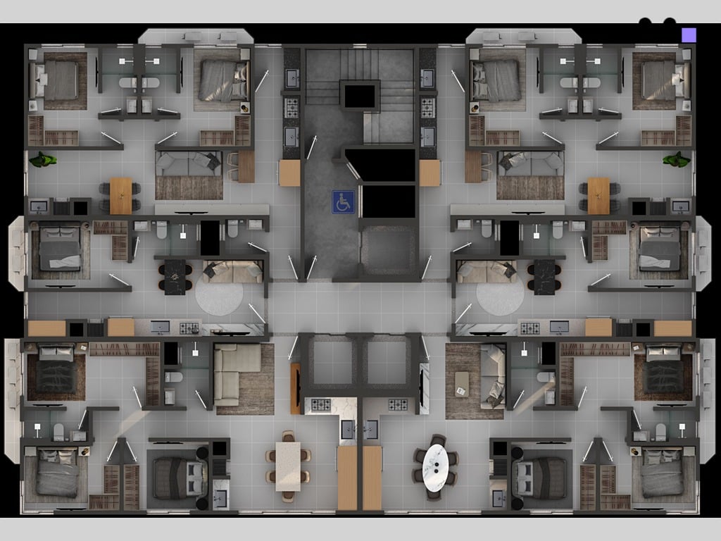 Planta baixa de apartamento com vários layouts, ideal para o blog Orygem Powered by Housi.
